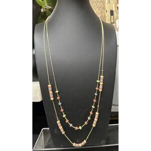Talbots Layering Necklace Enamel Beads Colorful   32" Necklace Adjustable